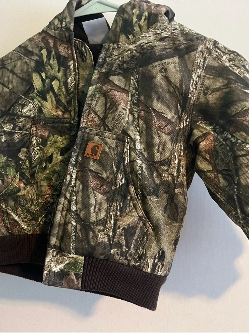 Carhartt Toddler Hooded Jacket in Realtree Camo with Brown and Green Tones